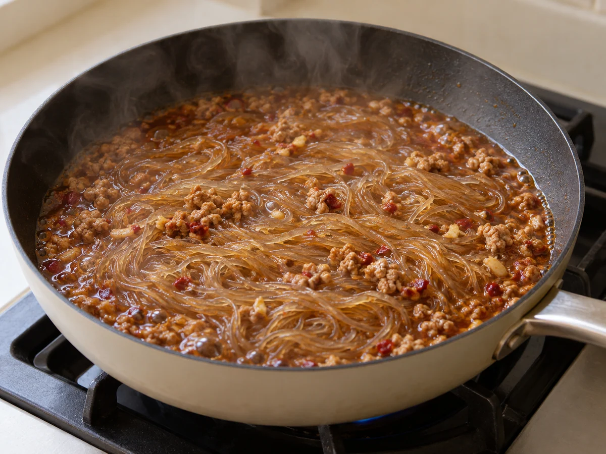 Simmer the noodles