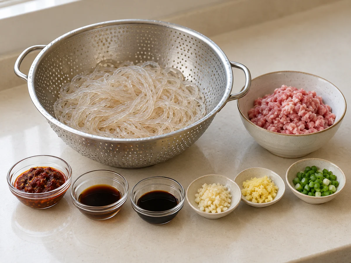 Soften noodles and prepare aromatics