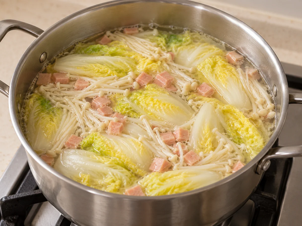 Simmer the cabbage