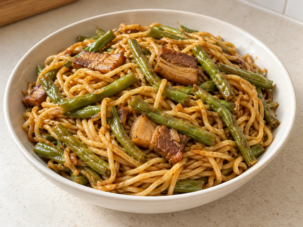 Green bean braised noodles