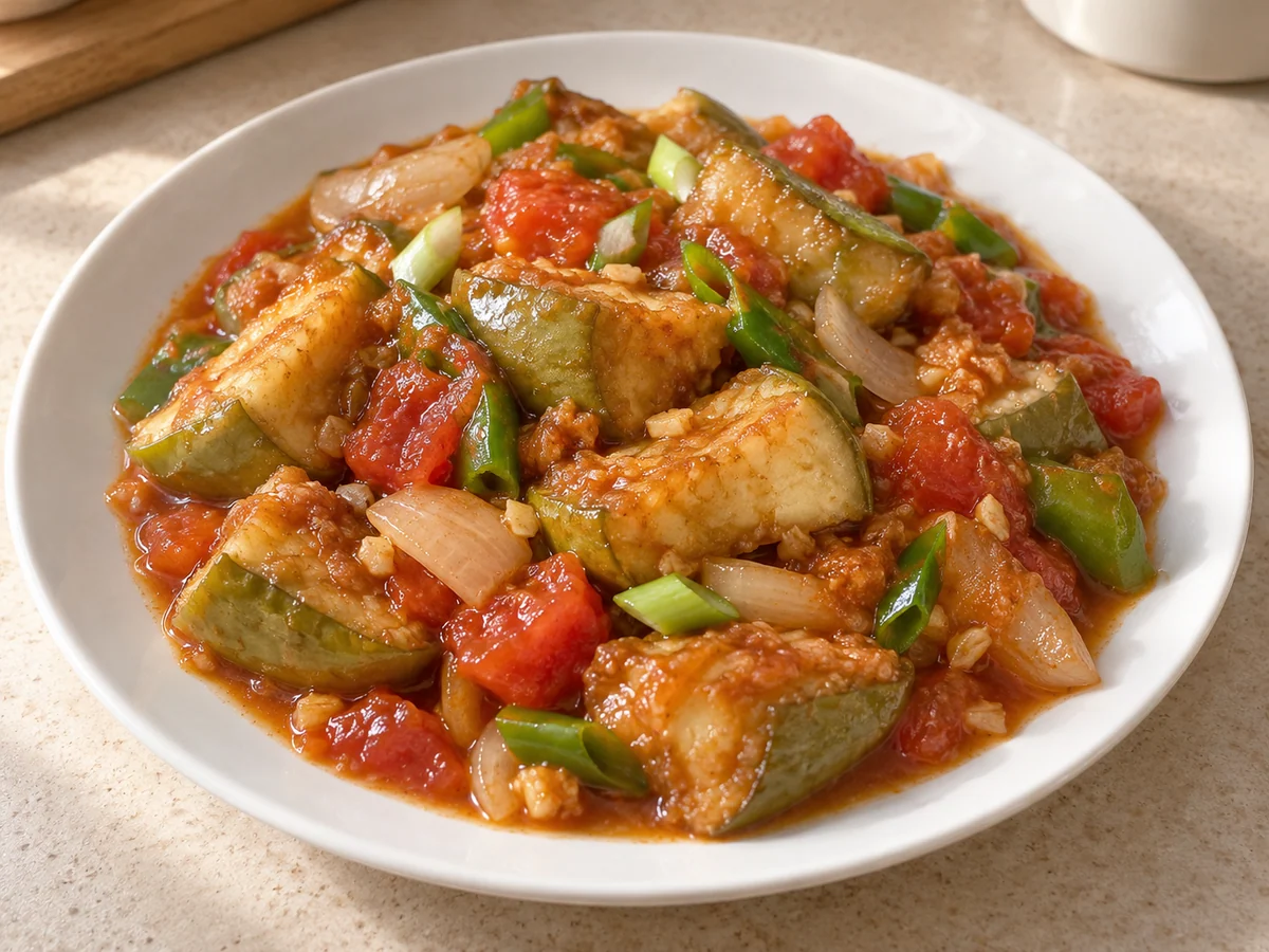 Soy-braised eggplant