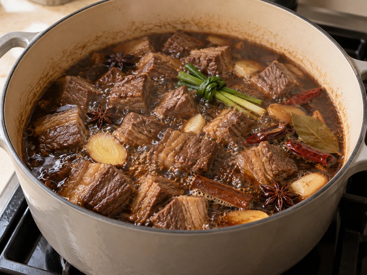 Braise the beef gently