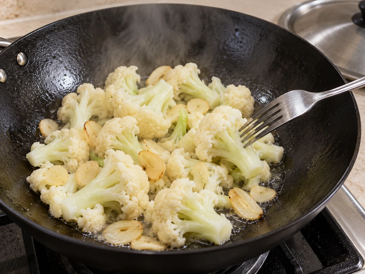 Add water and steam briefly