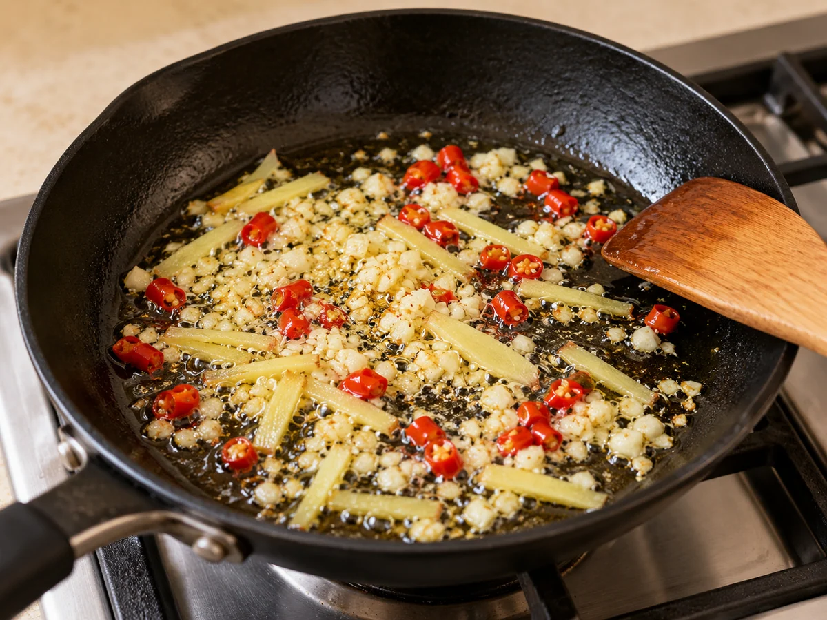 Gently fry the aromatics