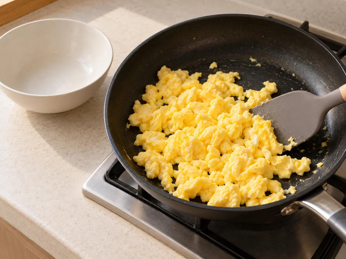 Cook the eggs first