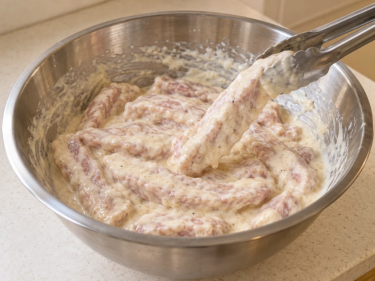 Coat with egg-white batter