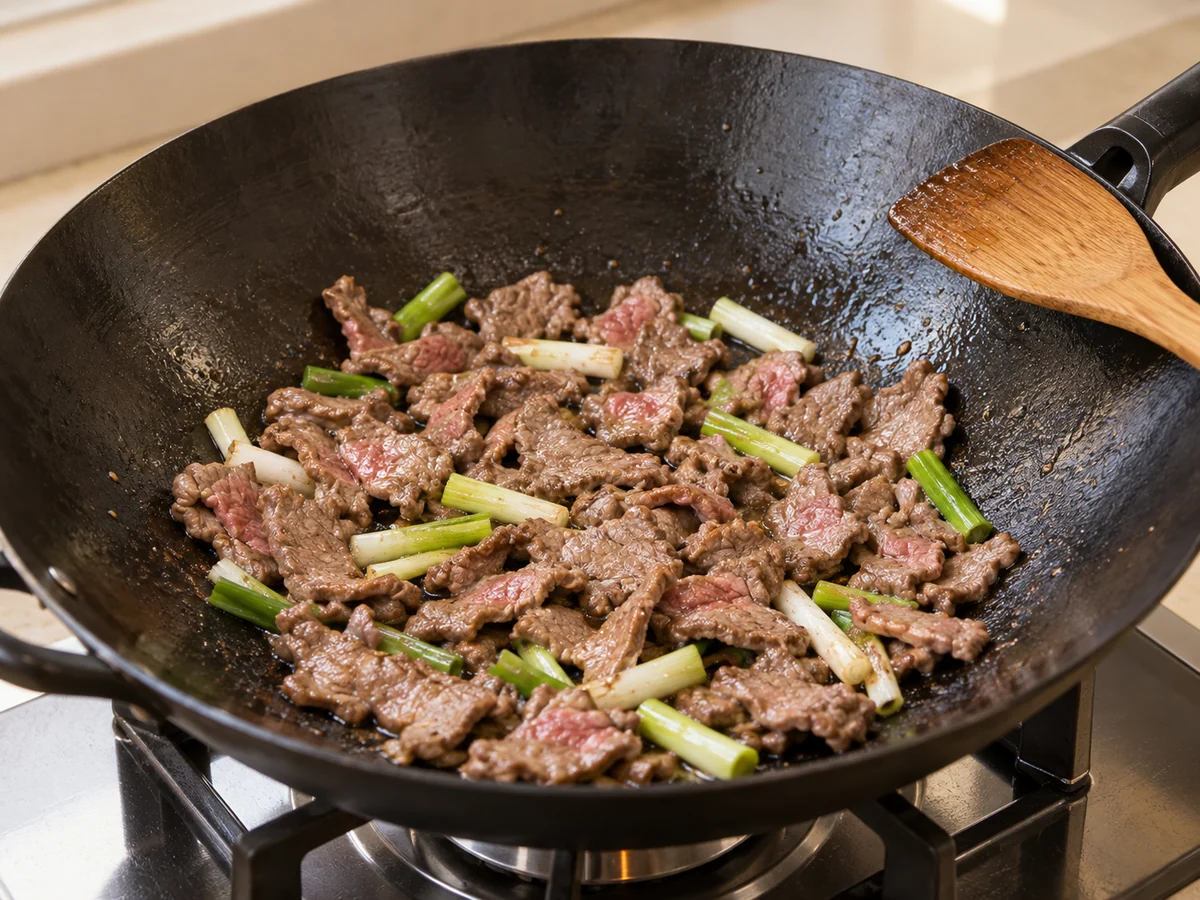 Separate beef in the pan