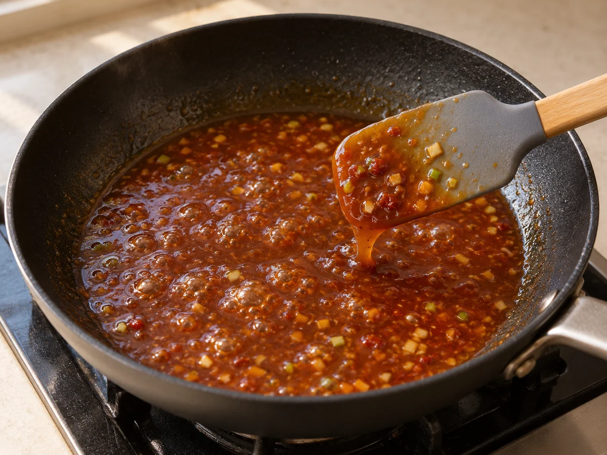 Cook aromatics and sauce separately