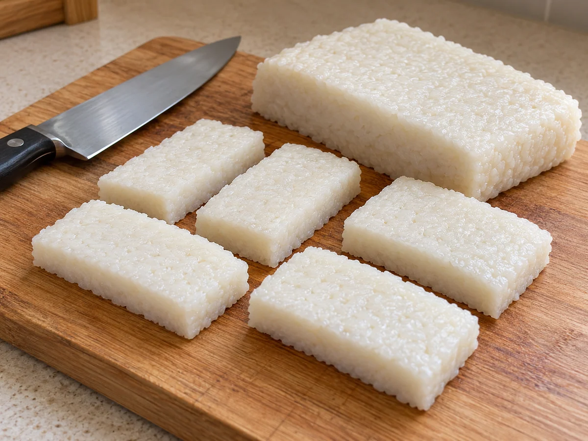Cut the rice cakes