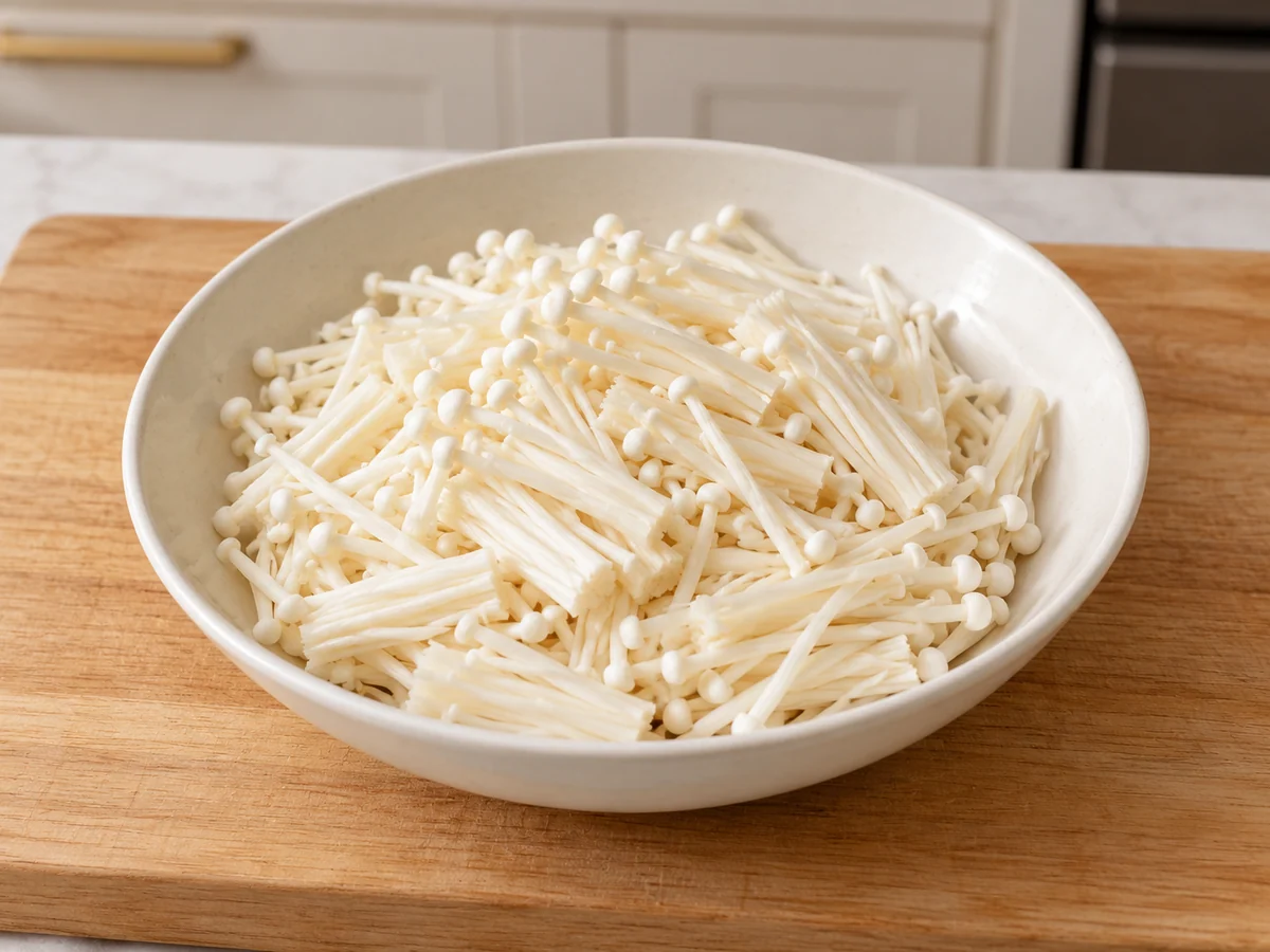 Check and cut enoki