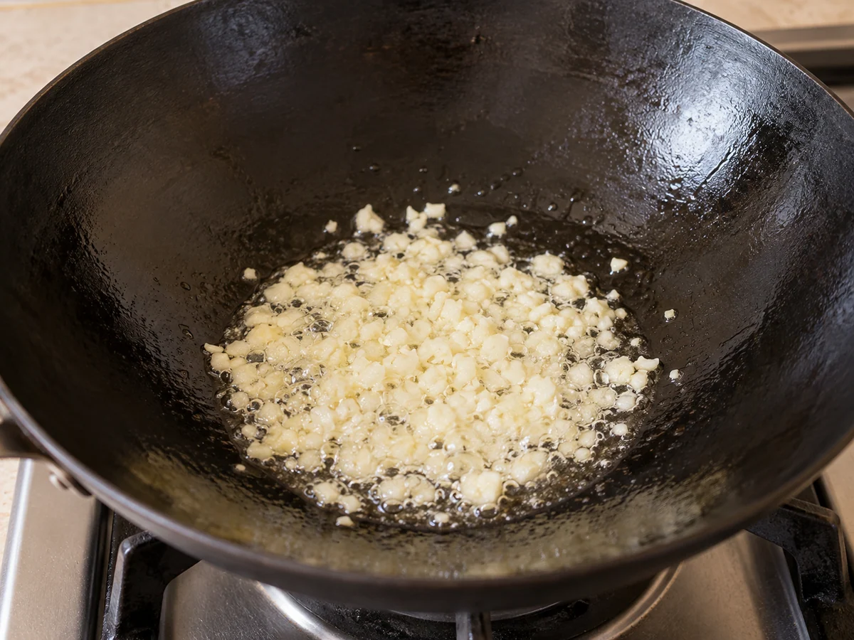 Gently sauté the garlic