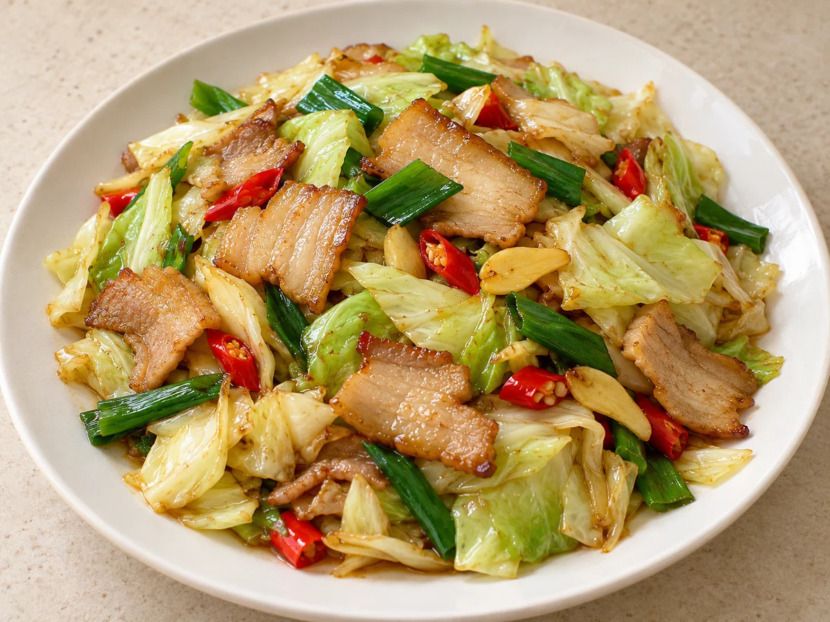 Hand-torn cabbage stir-fry