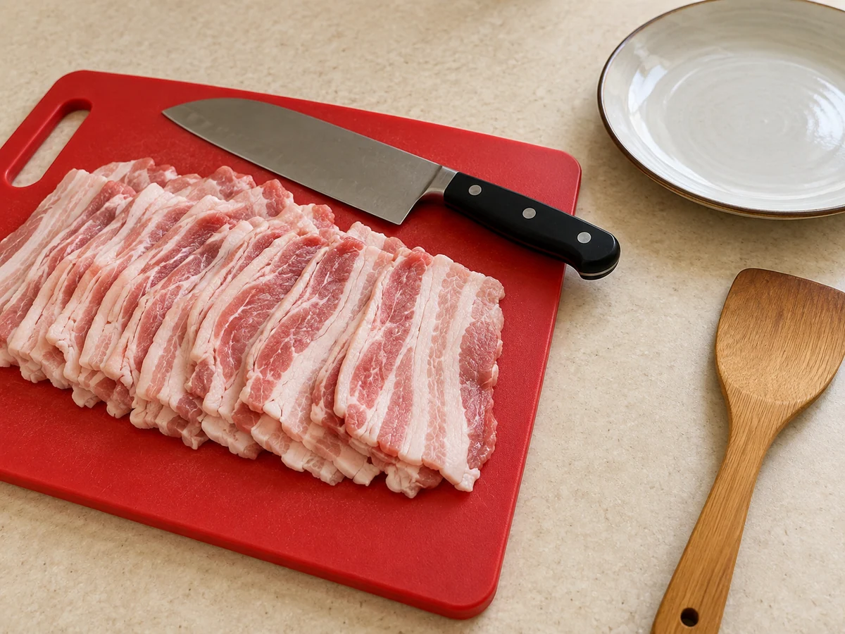 Slice the pork thinly