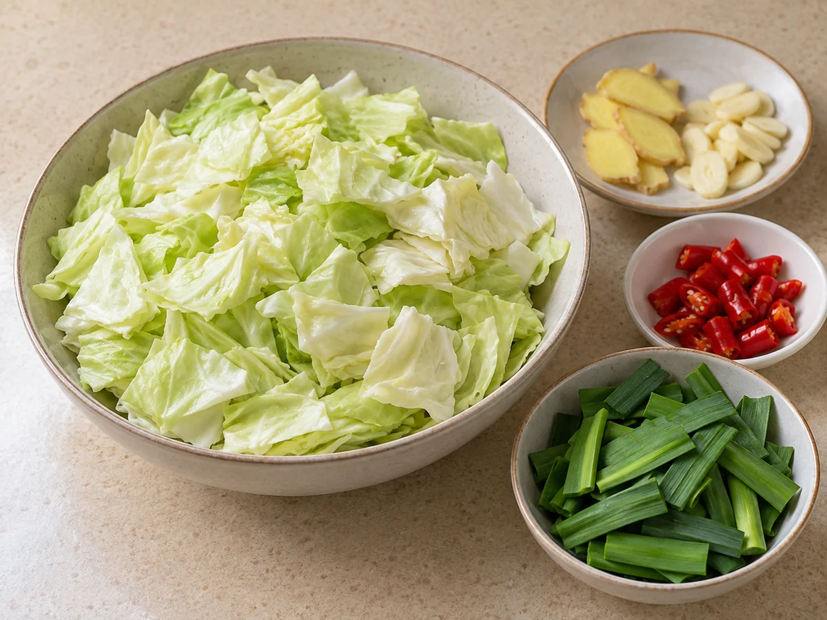 Tear and dry the cabbage