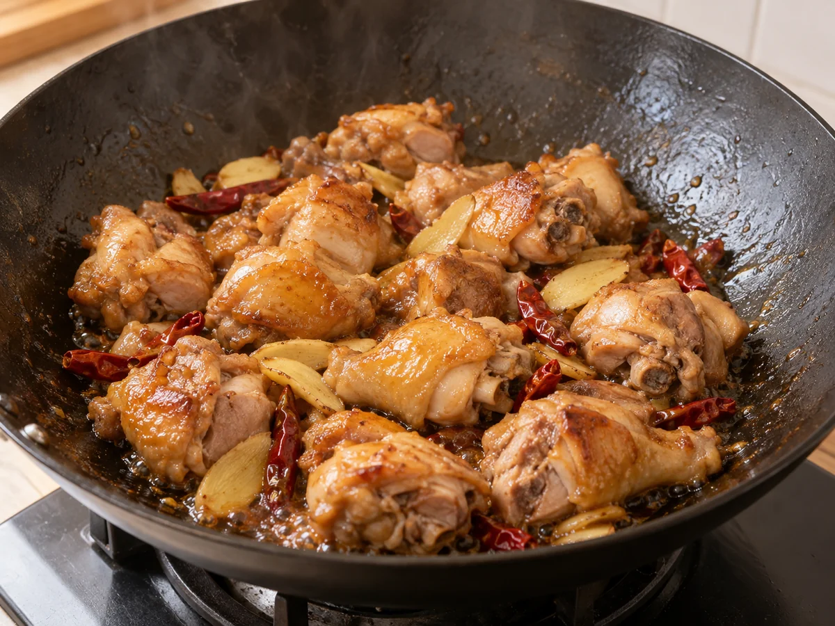 Coat and sauté the chicken