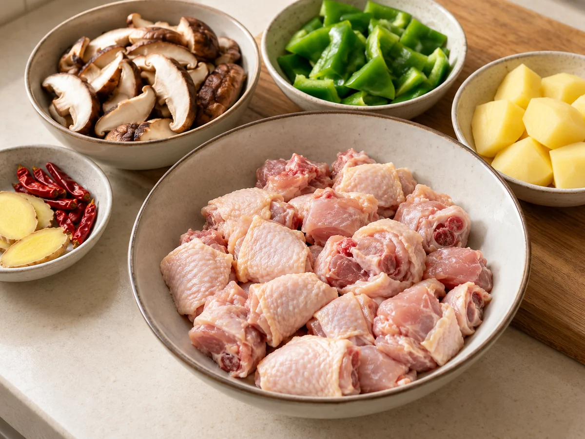 Prepare chicken and vegetables