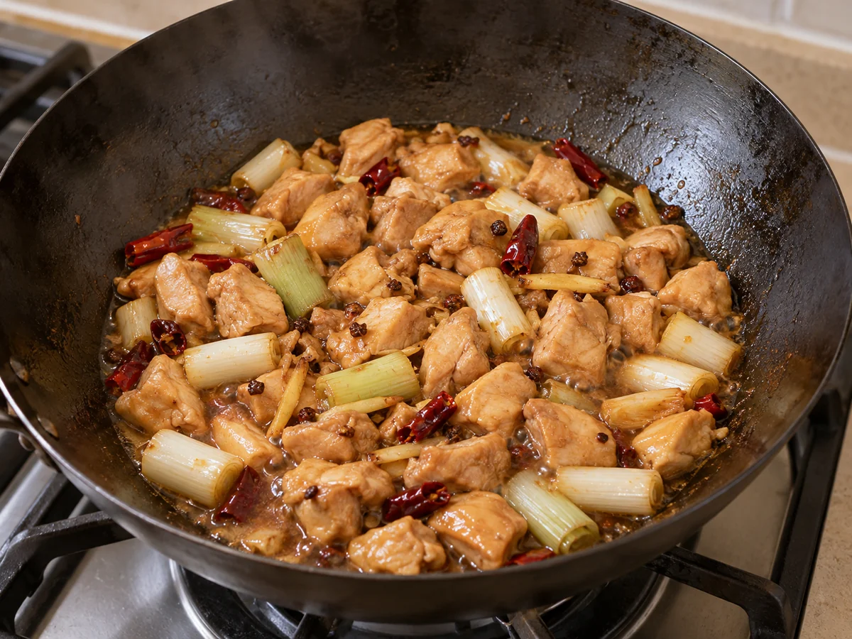 Braise briefly and check temperature