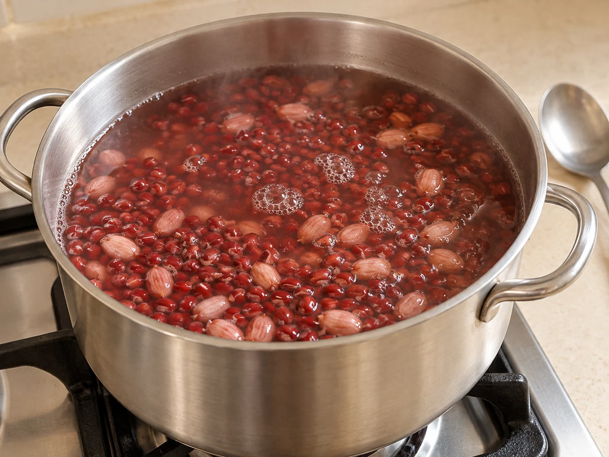 Cook beans and peanuts first