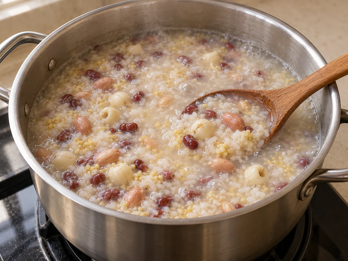 Add grains and lotus