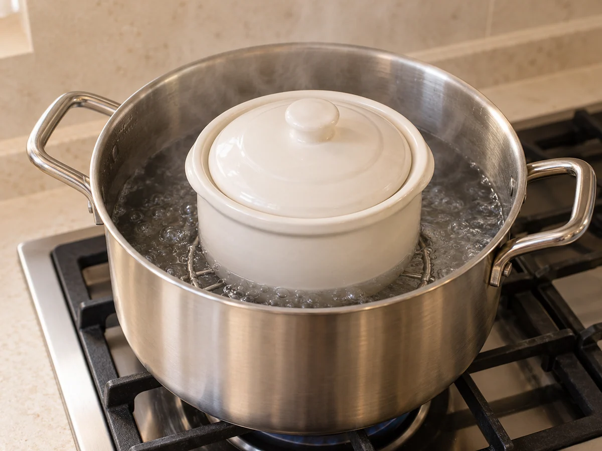 Fill the bowl and double-boil