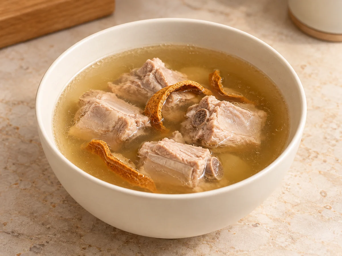 Dried mandarin peel and rib soup