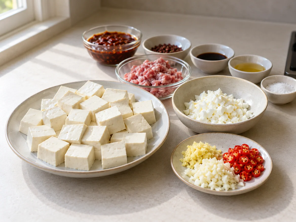 Prepare tofu and aromatics