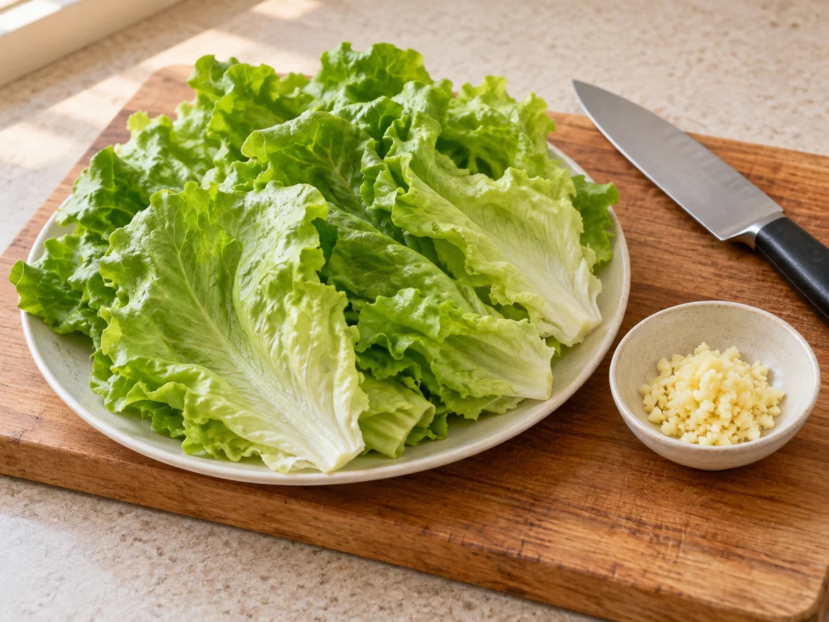 Prepare lettuce and garlic