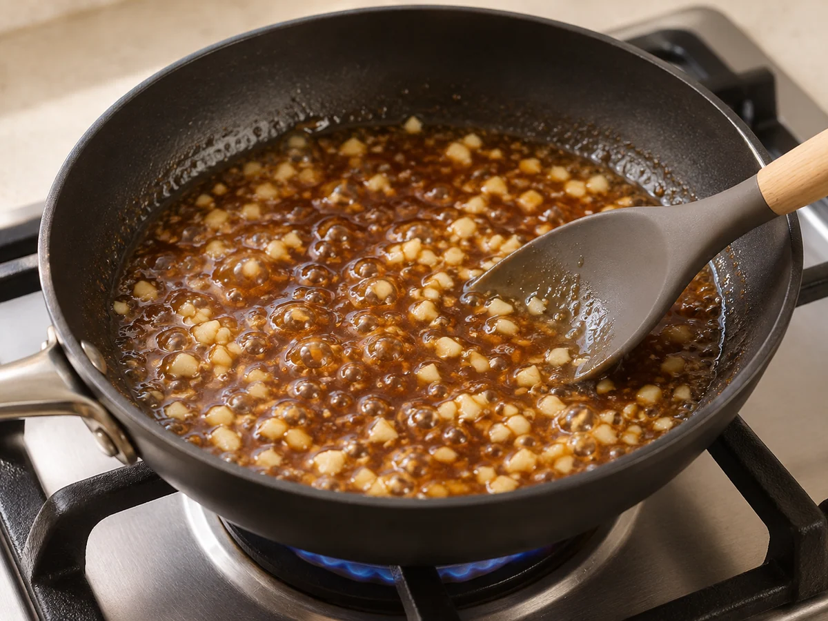 Cook garlic and sauce