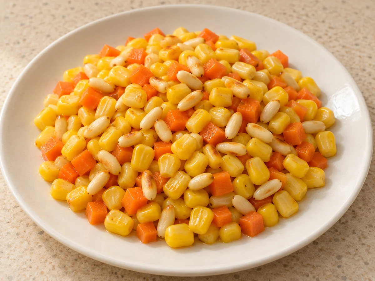 Fold in pine nuts and serve