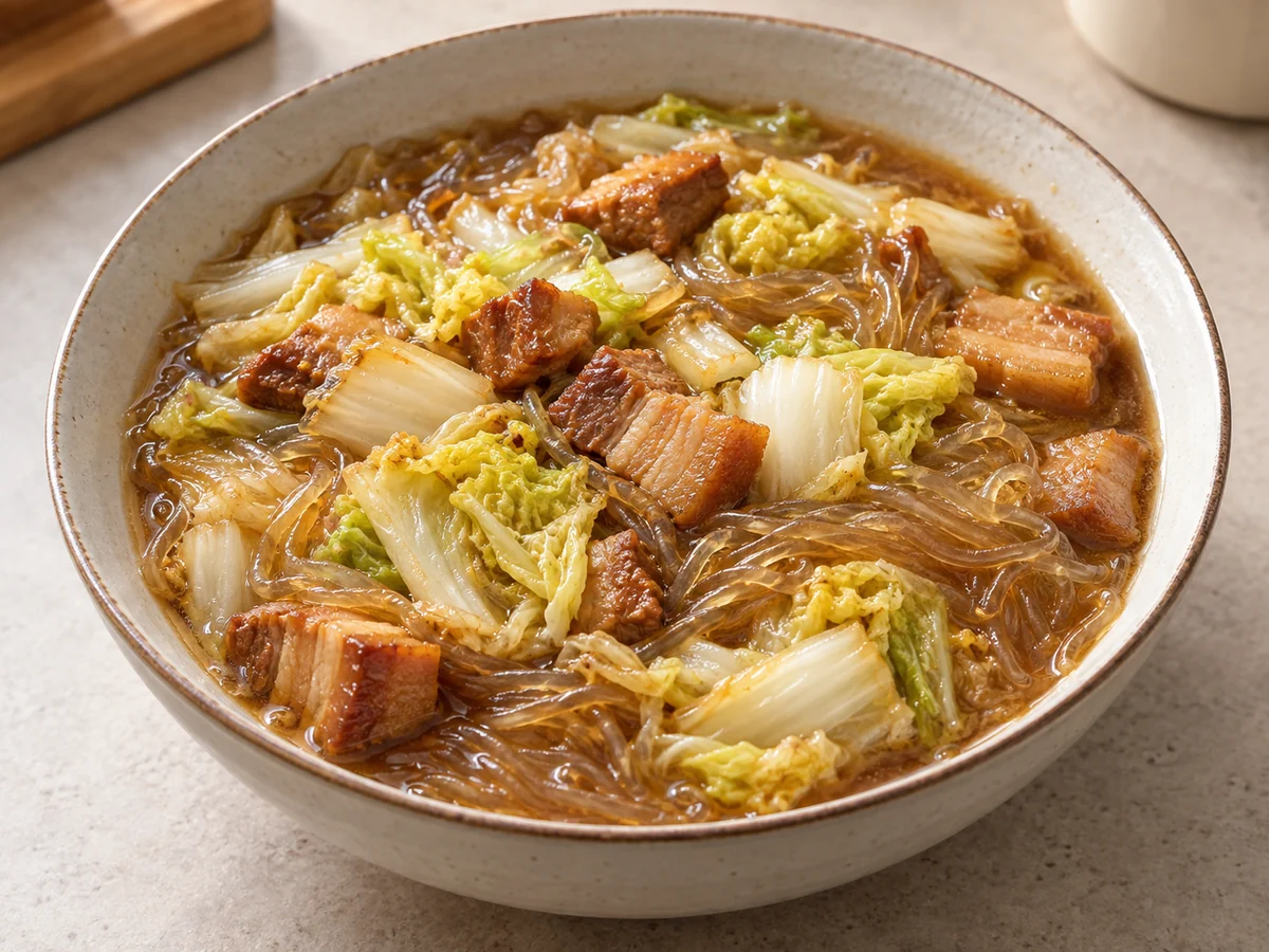 Pork, cabbage and vermicelli stew