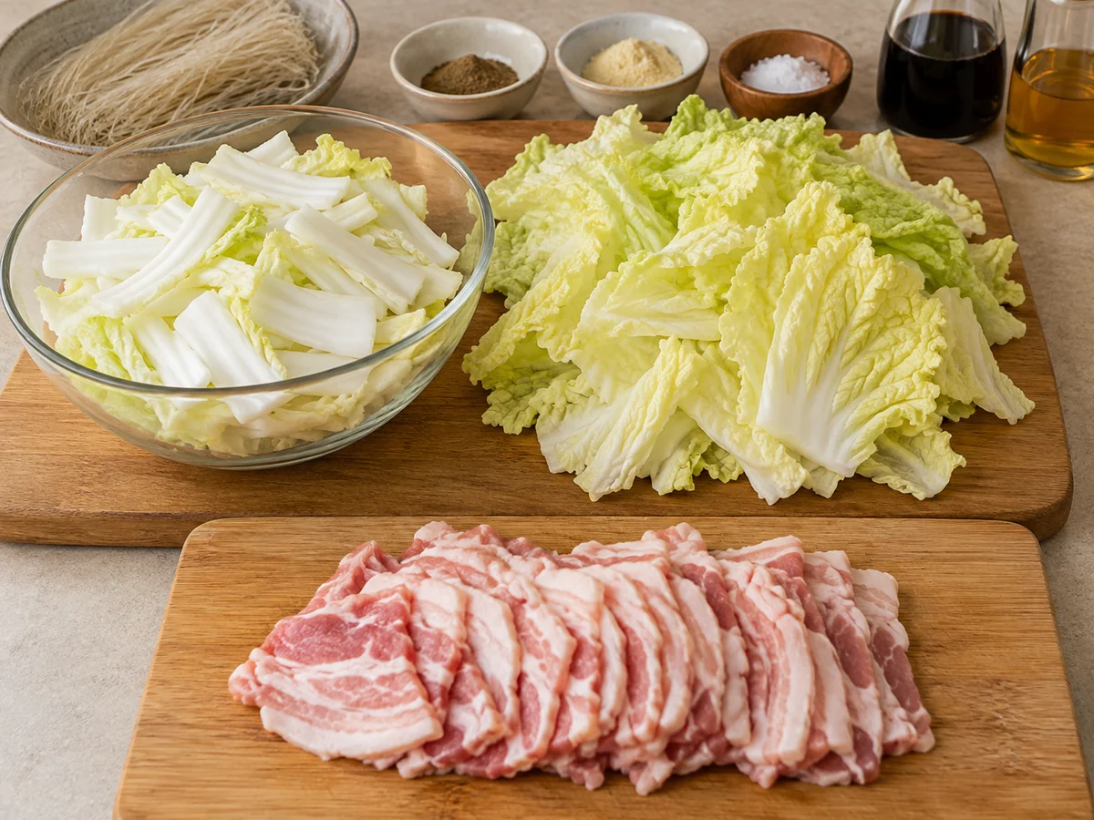 Prepare pork and cabbage