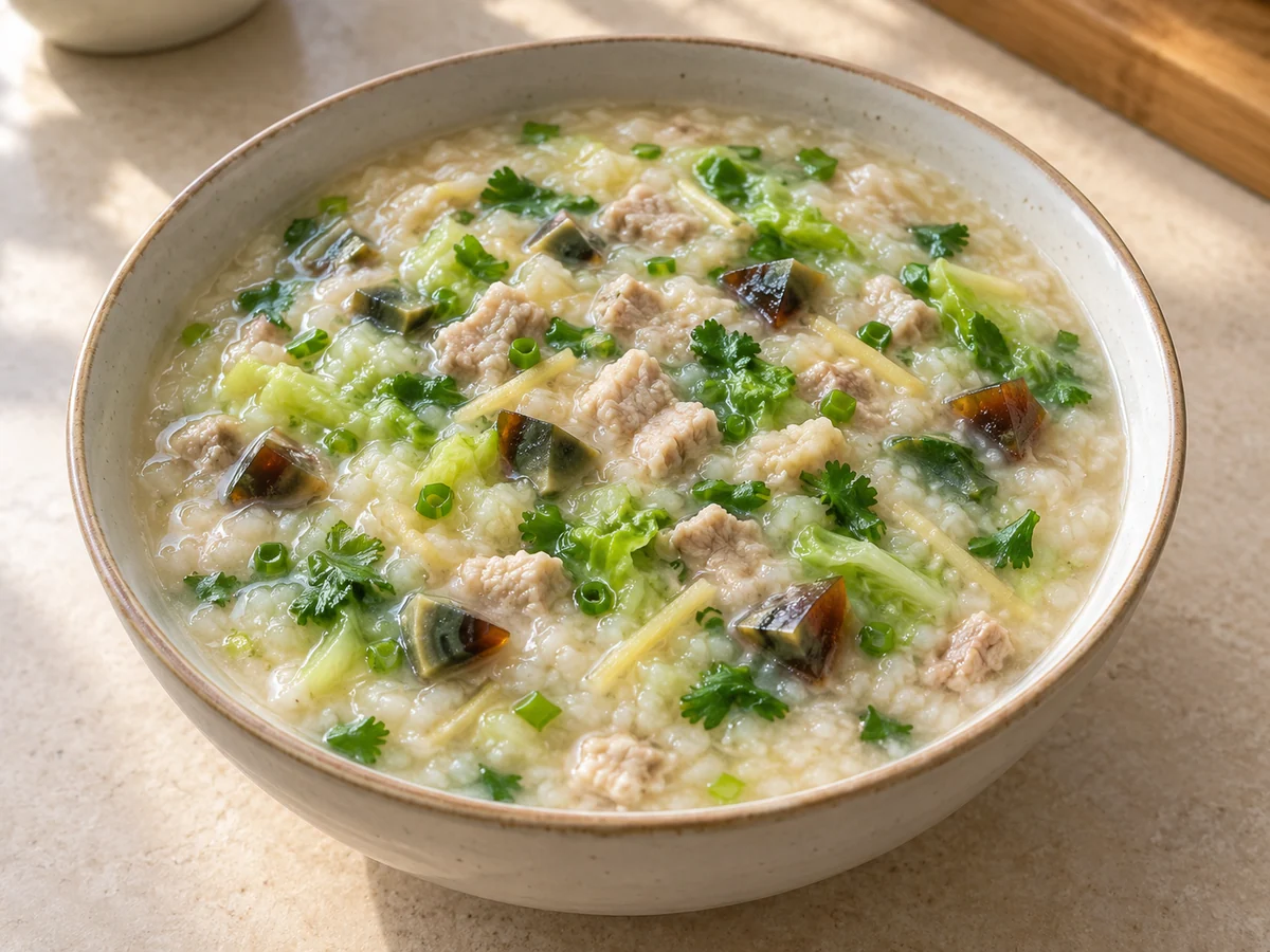 Pork and century egg congee