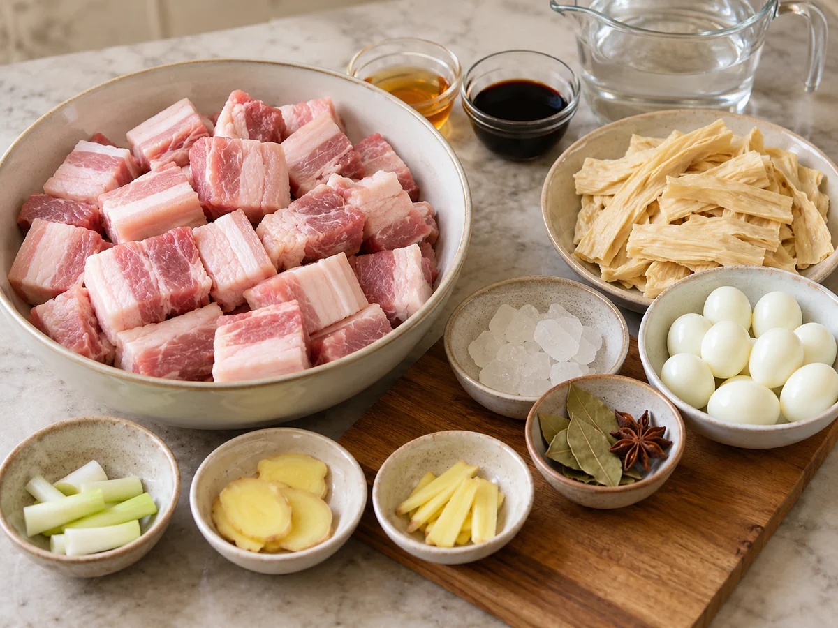Cut pork and prepare additions