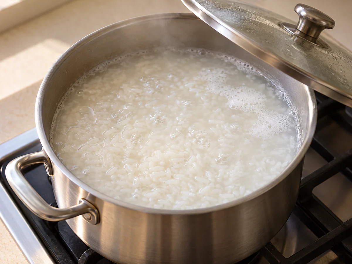 Lower heat when boiling begins