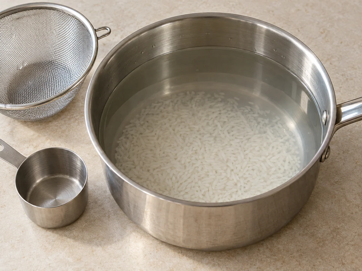 Measure and rinse rice