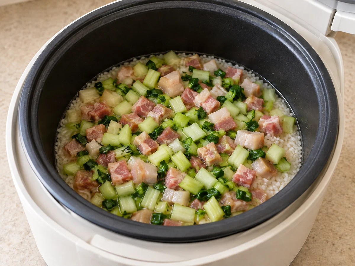 Layer over rice and cook