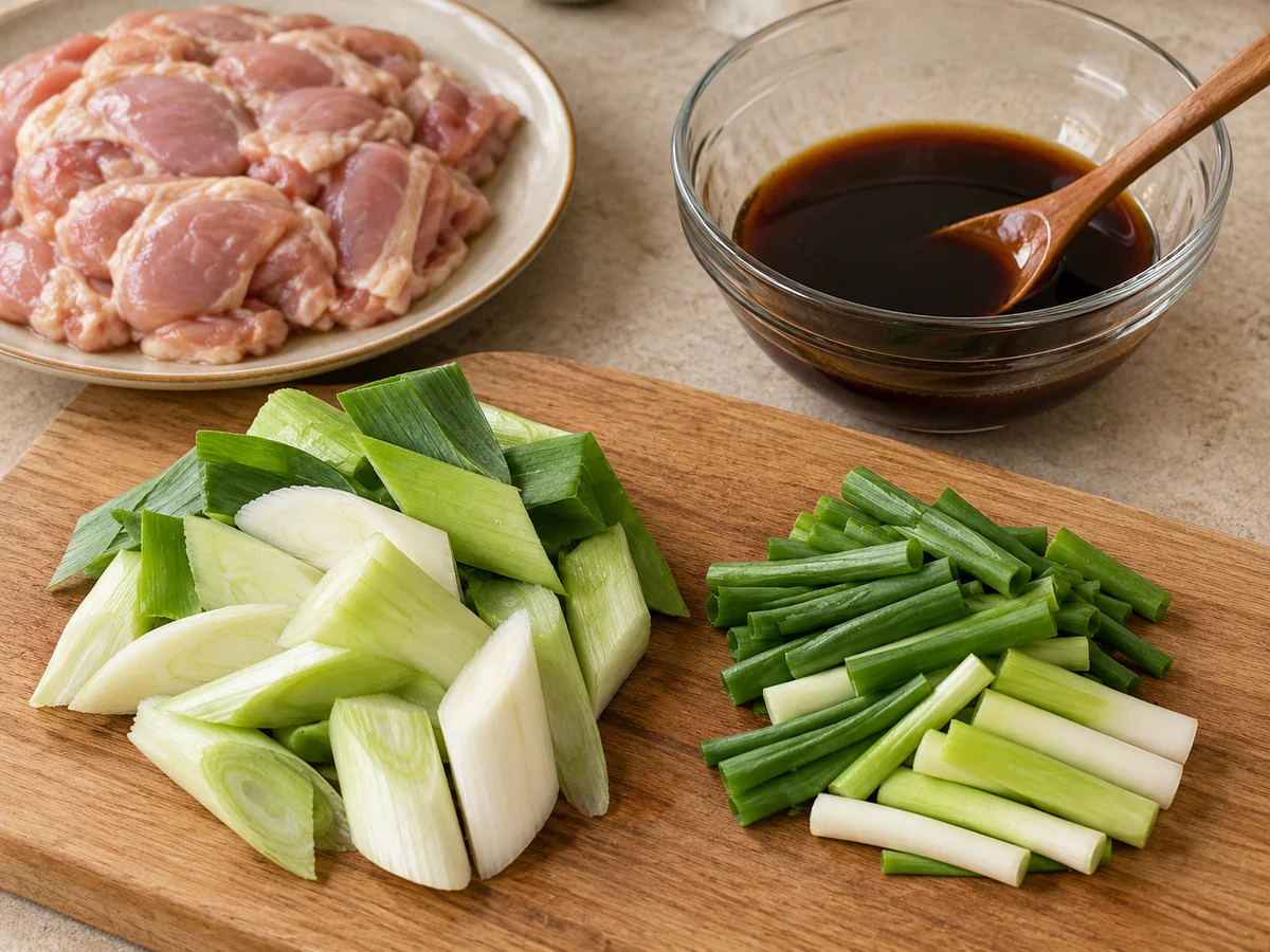 Cut alliums and mix sauce