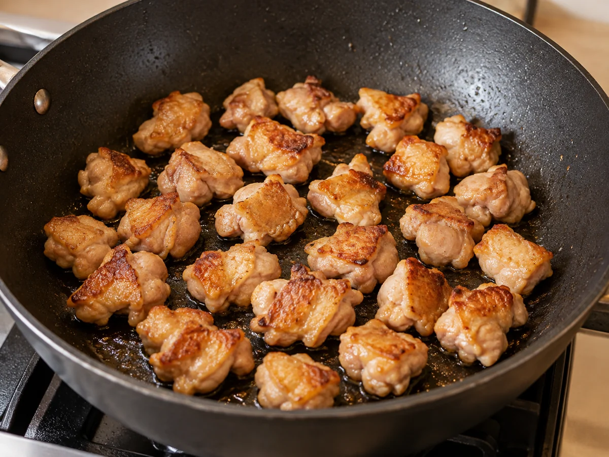 Sear the chicken in a layer