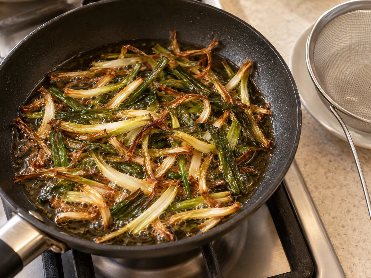 Gently fry the scallions