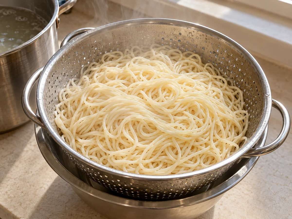 Cook noodles as labeled