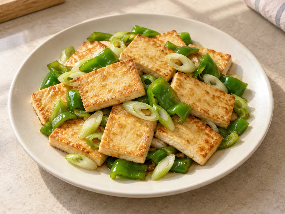 Scallion pan-fried tofu