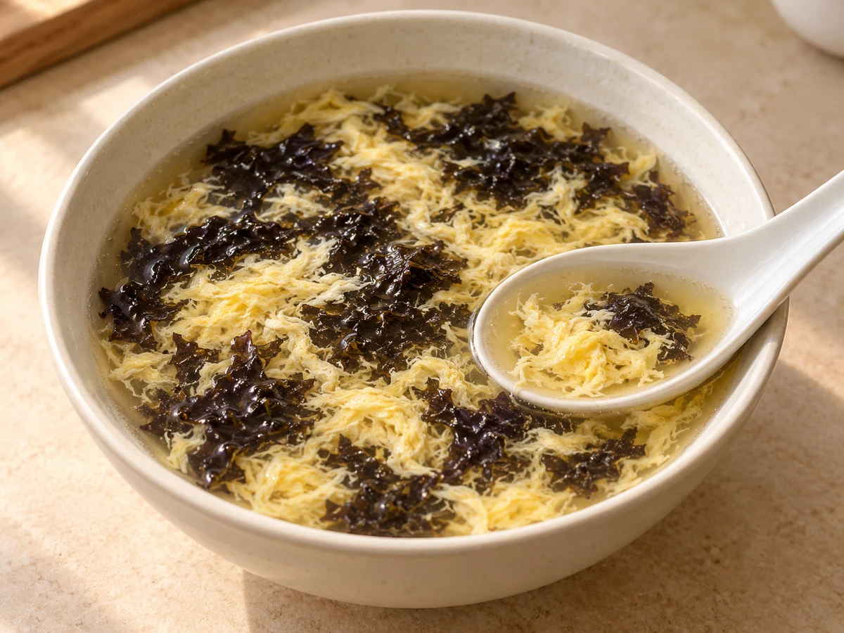Seaweed egg drop soup