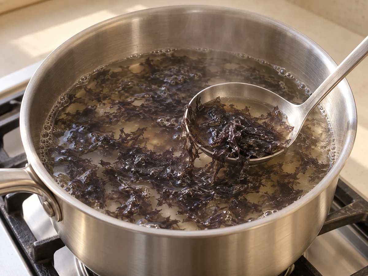 Simmer the seaweed