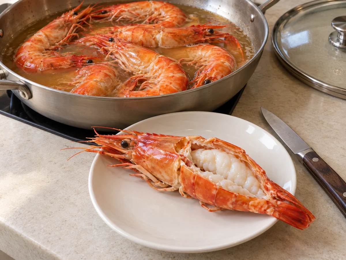 Simmer until flesh is opaque
