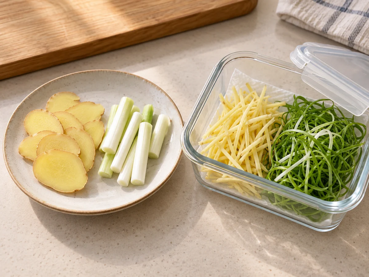 Prepare ginger and scallion