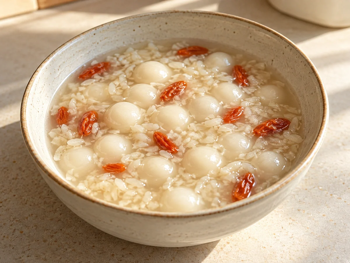 Small rice balls in sweet rice wine