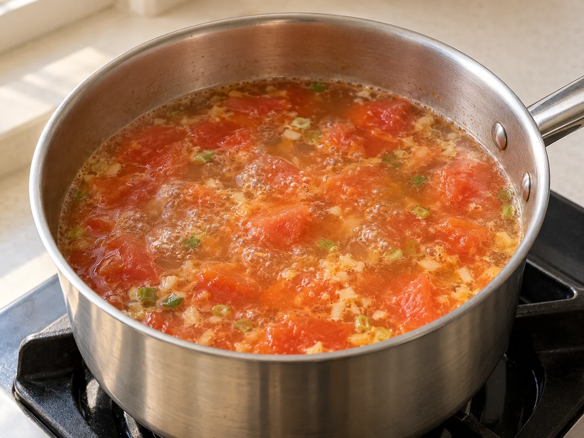 Soften tomato and add water