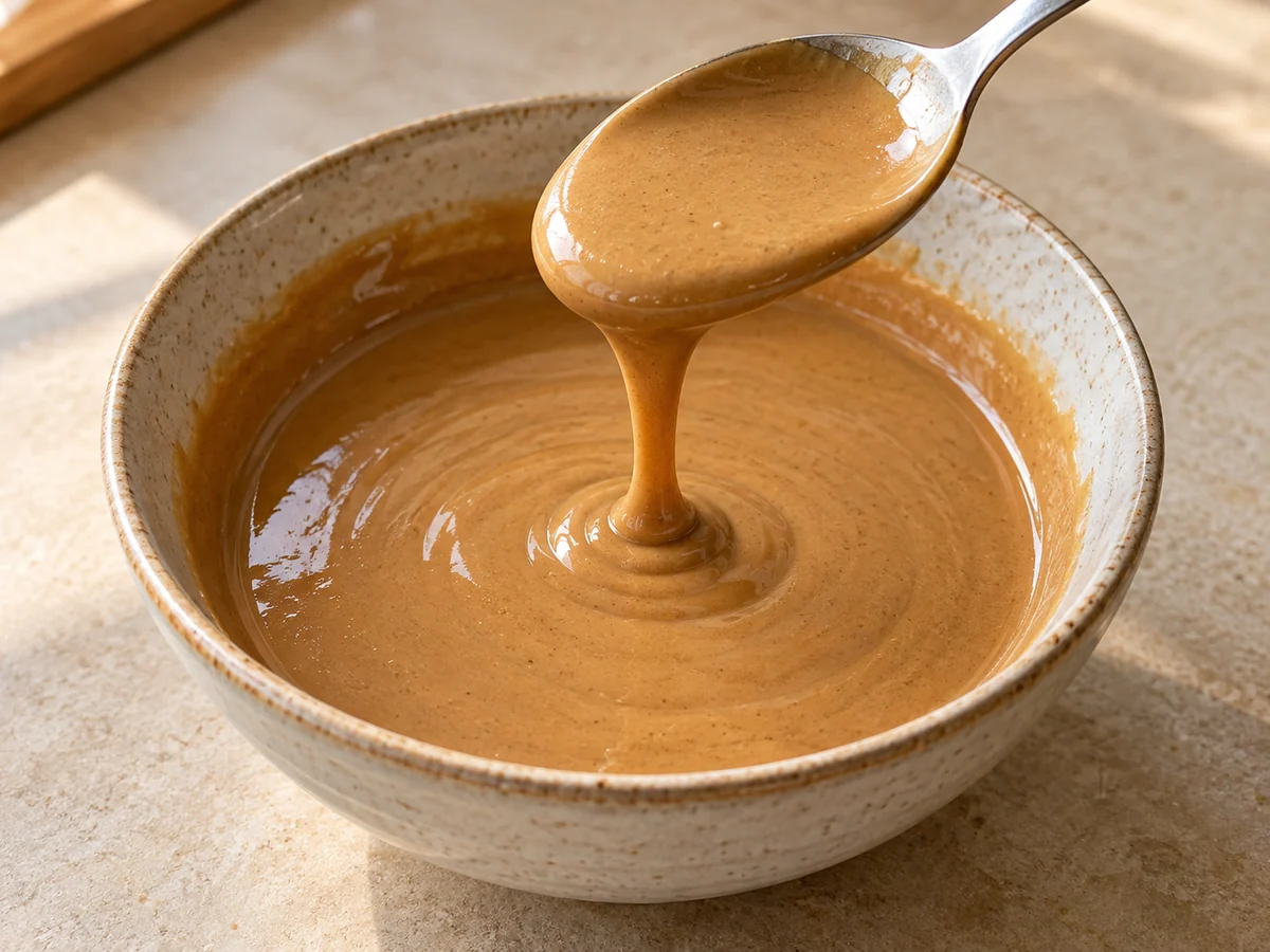 Thin the sesame paste gradually