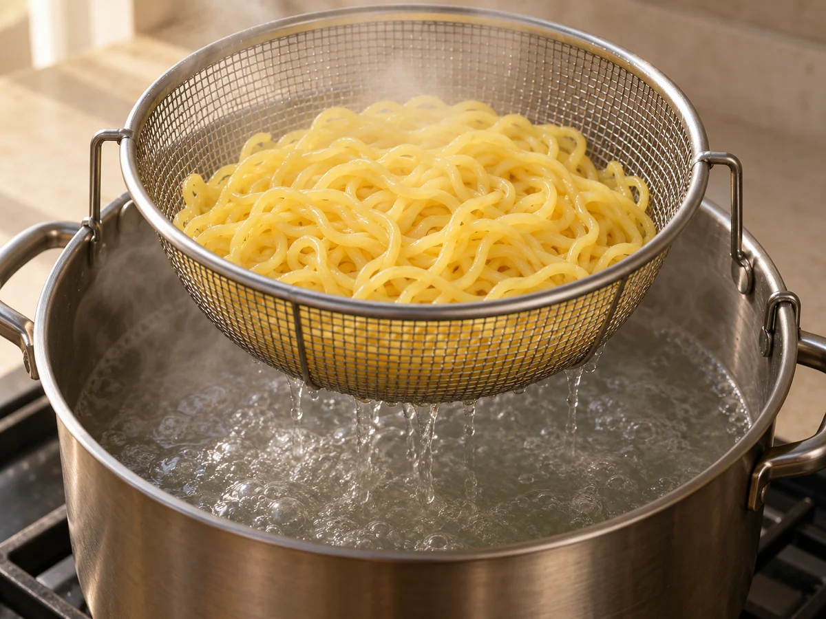 Reheat the cooked noodles