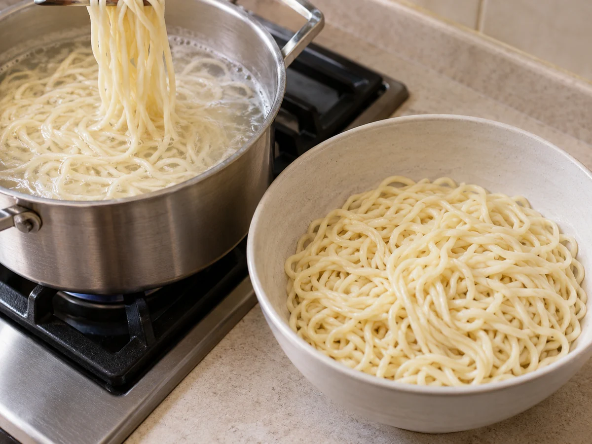 Boil and drain the noodles